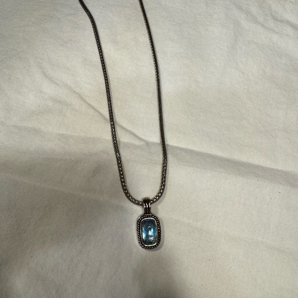 BLUE TOPAZ CRYSTAL NECKLACE | SILVER AND GOLD - Picture 6 of 9